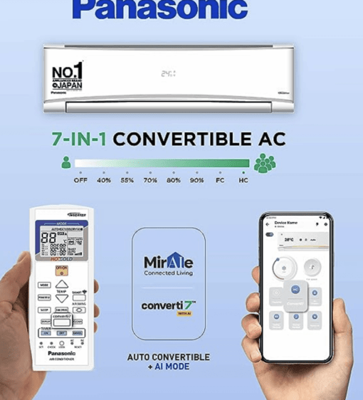Panasonic 1.5 Ton 3 Star Hot and Cold Wi-Fi Inverter Smart Split AC (Copper, 7 in 1 Convertible with additional AI Mode, Twin Cool, PM 0.1 Air Purification, CS/CU-KZ18ZKYF, 2023 Model, White) - Image 3